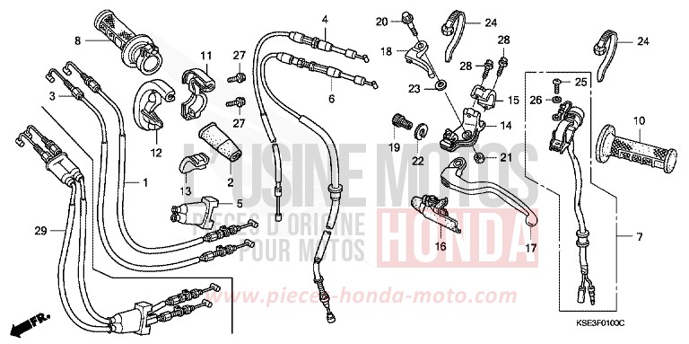 HEBELGRIFF/SCHALTER/KABEL von CRF150R "Big Wheels" EXTREME RED (R292) von 2009